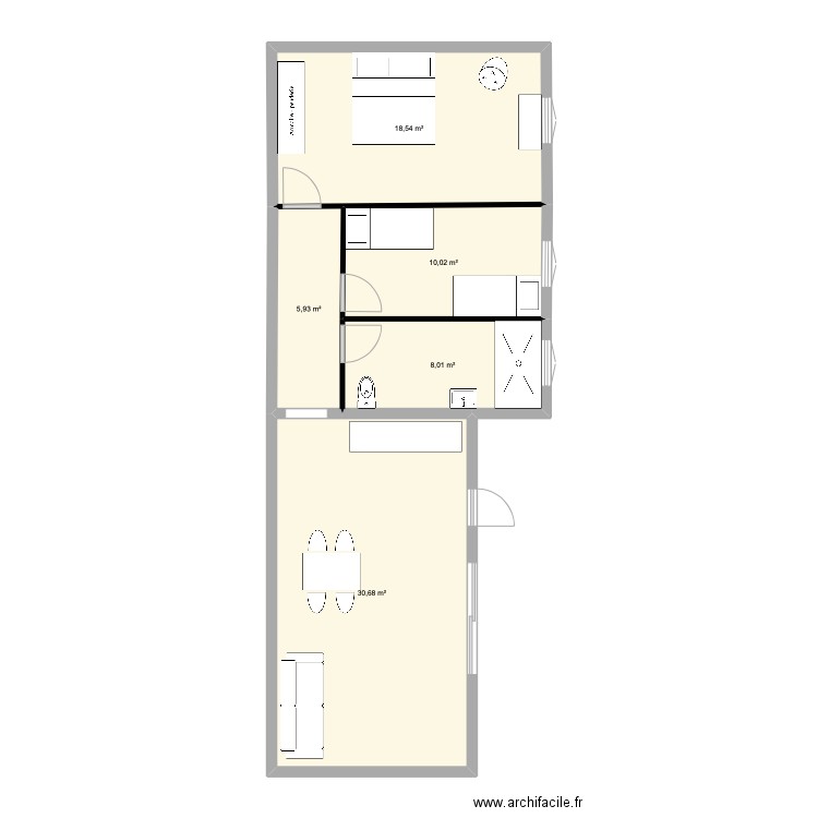 nono. Plan de 5 pièces et 73 m2