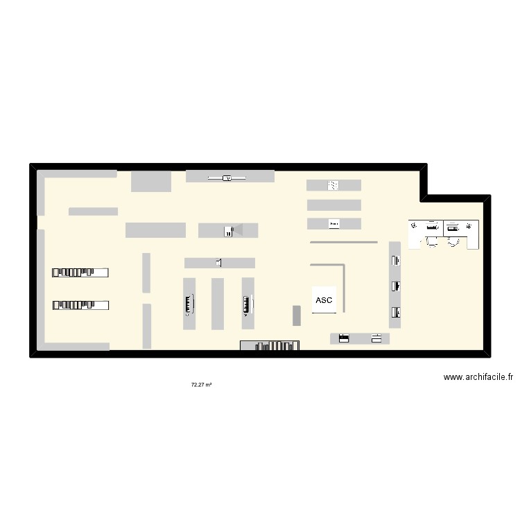 FNAC. Plan de 1 pièce et 72 m2