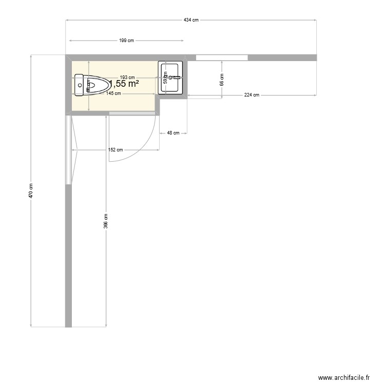 PLAN WC MAGUIDE ETAGE 2. Plan de 1 pièce et 2 m2