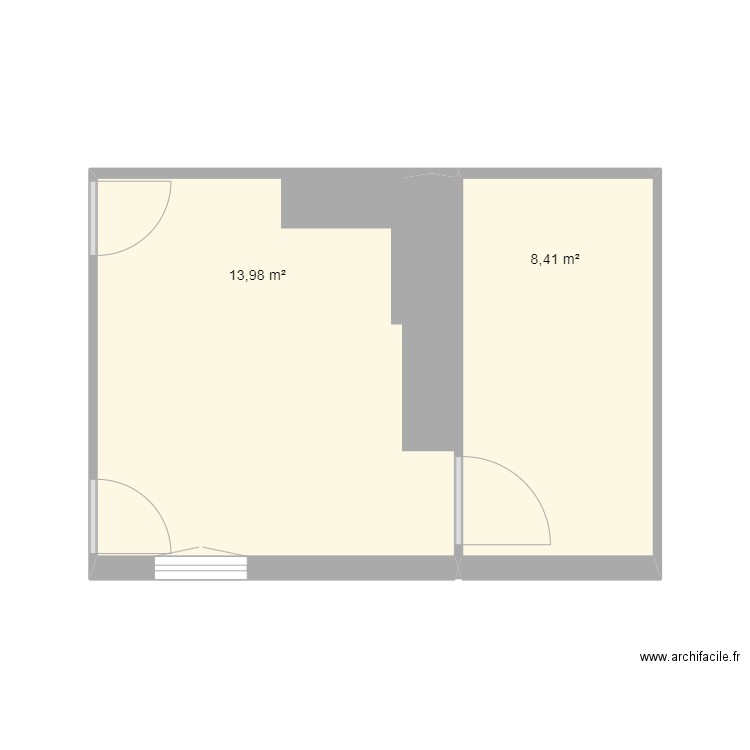 REZ 2. Plan de 2 pièces et 22 m2