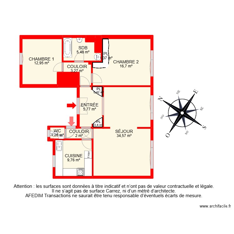 BI 24887 - 1er etage. Plan de 16 pièces et 103 m2