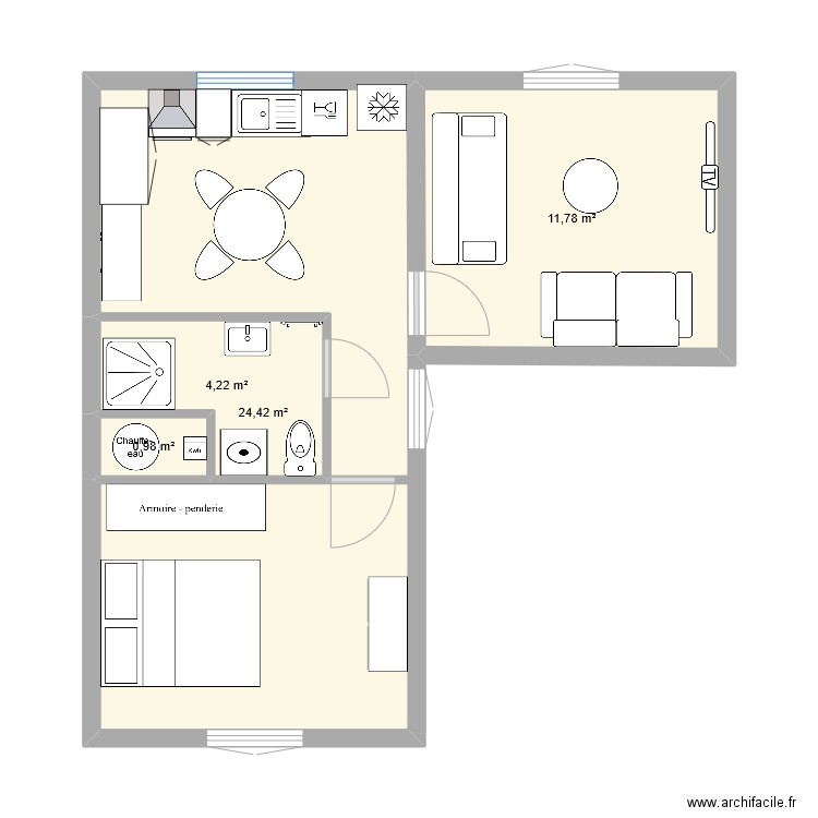 armen haut. Plan de 4 pièces et 41 m2