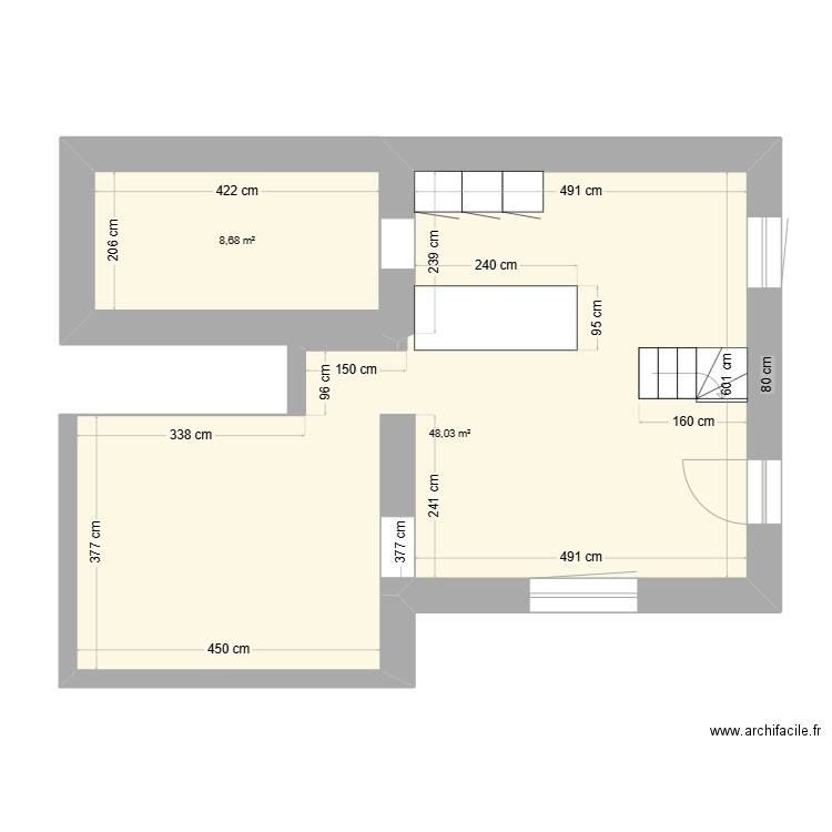 CEDRICK_MAISON. Plan de 2 pièces et 57 m2