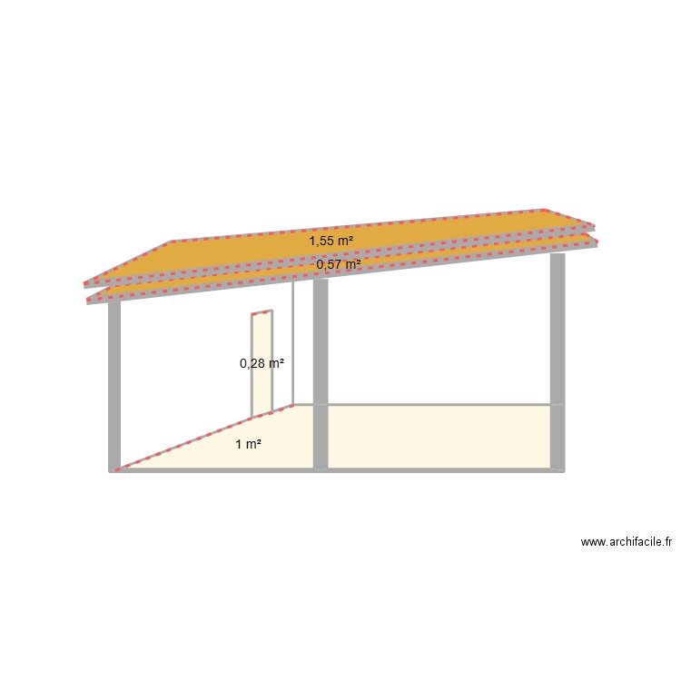 Pour DP4  Façade Est avant travaux -détails carport. Plan de 5 pièces et 5 m2