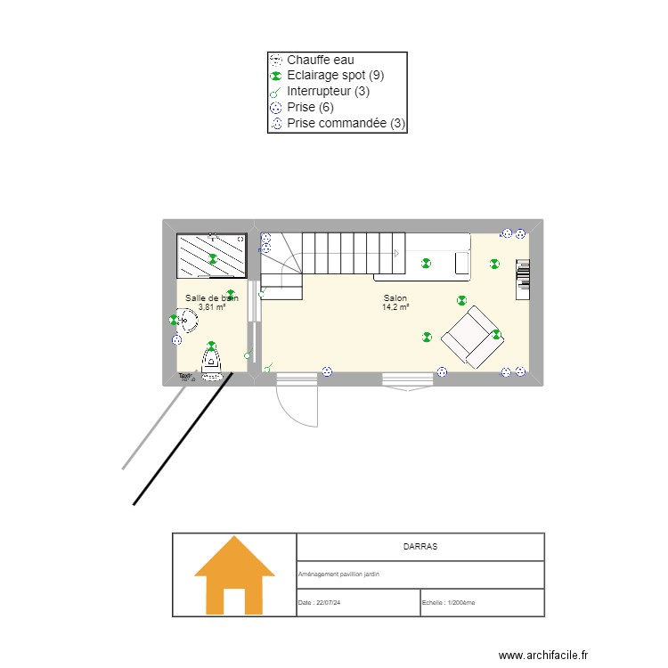 Darras Jardin. Plan de 4 pièces et 28 m2