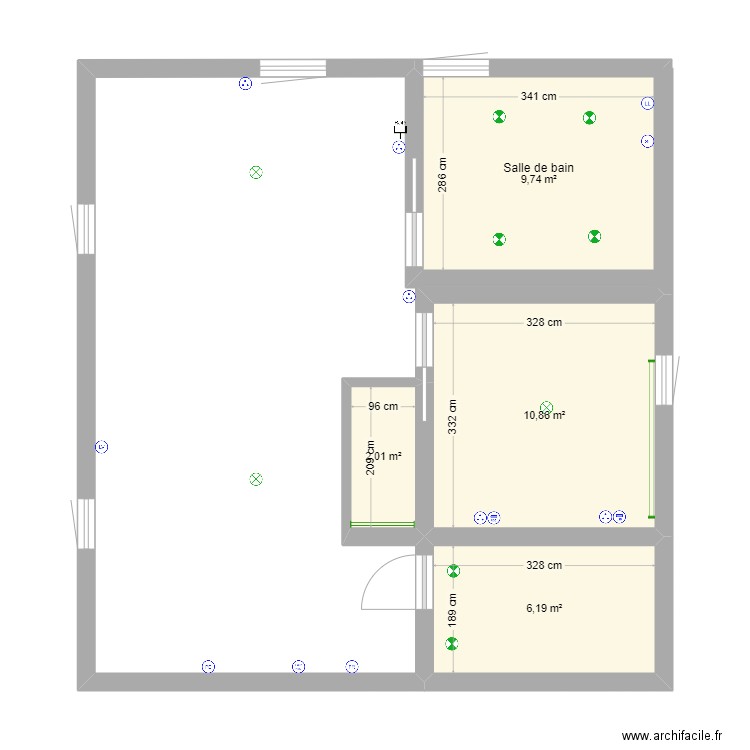 Appart combles. Plan de 4 pièces et 29 m2