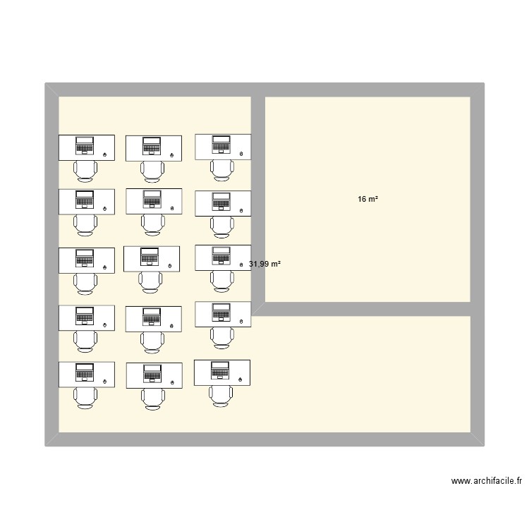 trabajo IYR. Plan de 2 pièces et 68 m2