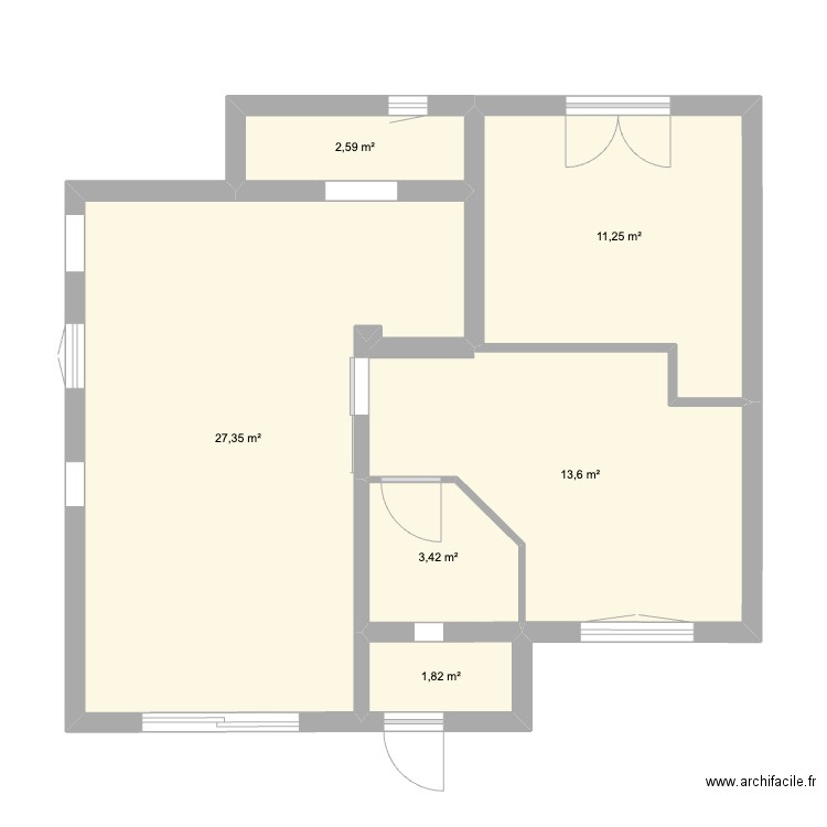 Maison - Rez de chaussé. Plan de 6 pièces et 60 m2