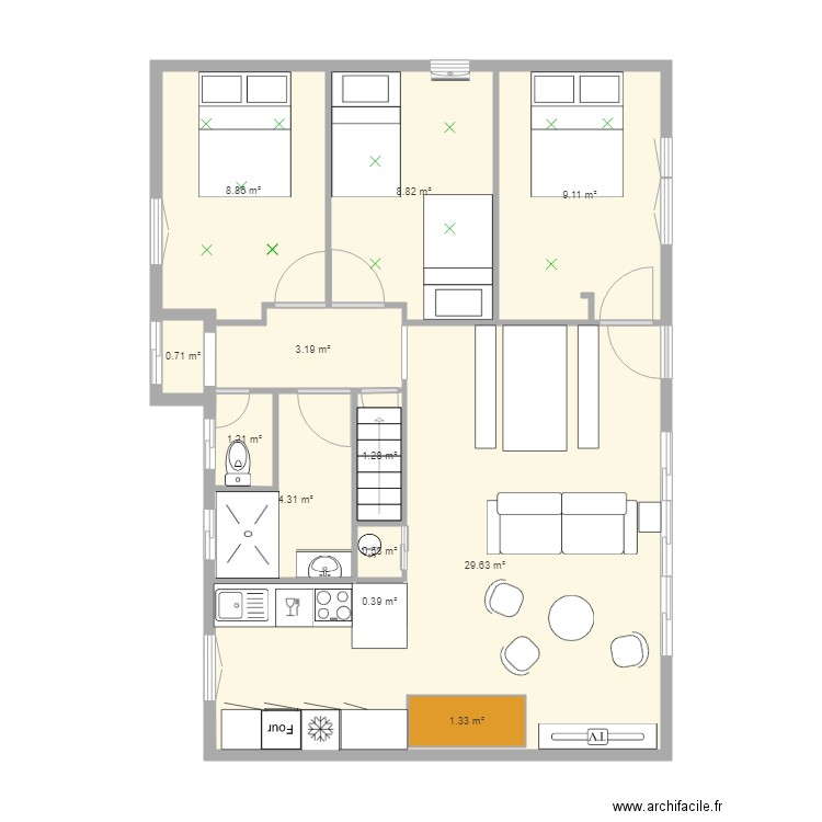 SLS ETAGE SANS COTE. Plan de 12 pièces et 71 m2