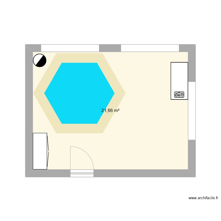 piscine sous sol exagone. Plan de 1 pièce et 22 m2