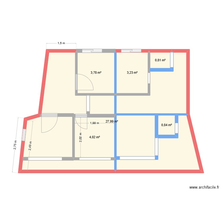 PLAN ETAGE 1. Plan de 6 pièces et 41 m2