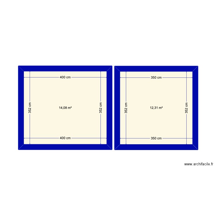 carobea chambre/salle de bain. Plan de 2 pièces et 26 m2