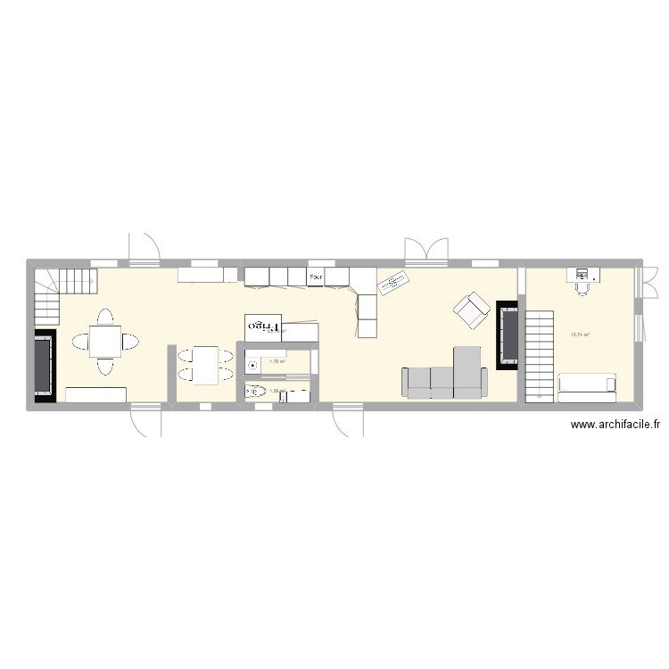 Maison Gourdon RDC 1. Plan de 4 pièces et 83 m2