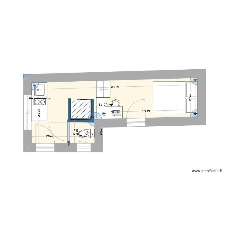 Cabane v4. Plan de 1 pièce et 14 m2