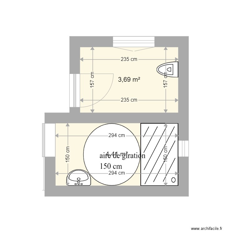 salle de bain proposition 2. Plan de 0 pièce et 0 m2