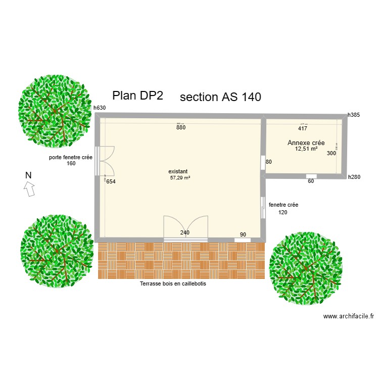 CABANON 4. Plan de 2 pièces et 70 m2