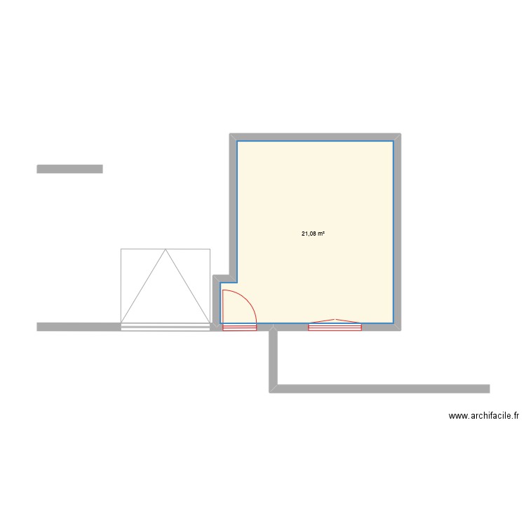 Studio. Plan de 1 pièce et 21 m2