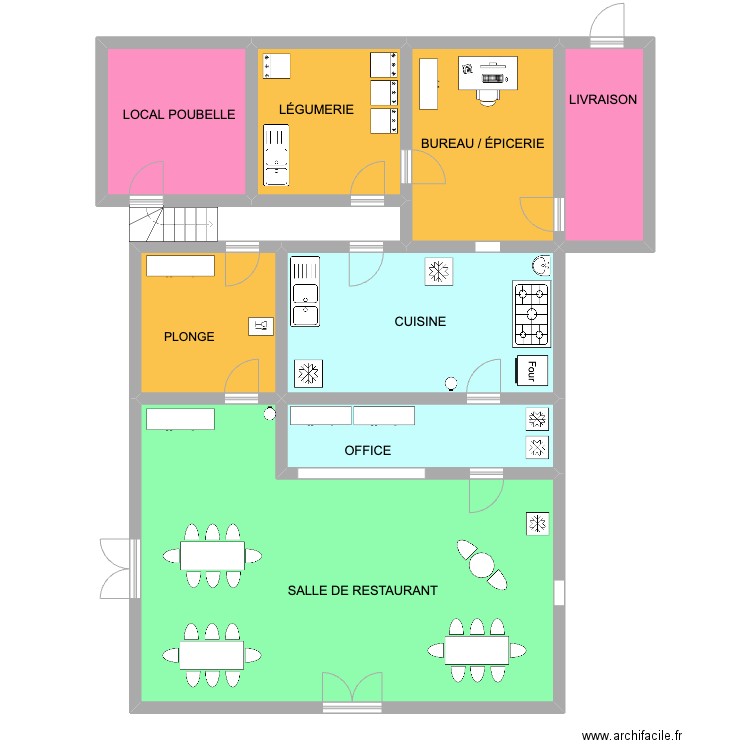 CUISINE VILLA TCHANQUÉE. Plan de 8 pièces et 144 m2