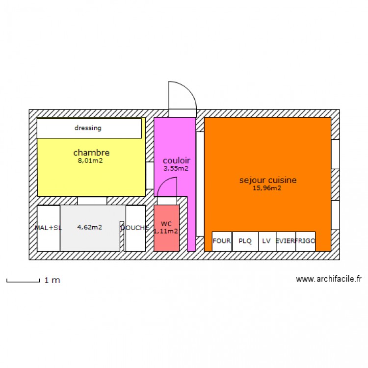 appart 37 m2 analyse 4. Plan de 0 pièce et 0 m2