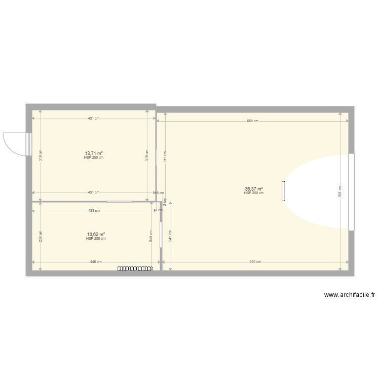 Local - Plan 3 pièces 61 m2 dessiné par Sarkhan