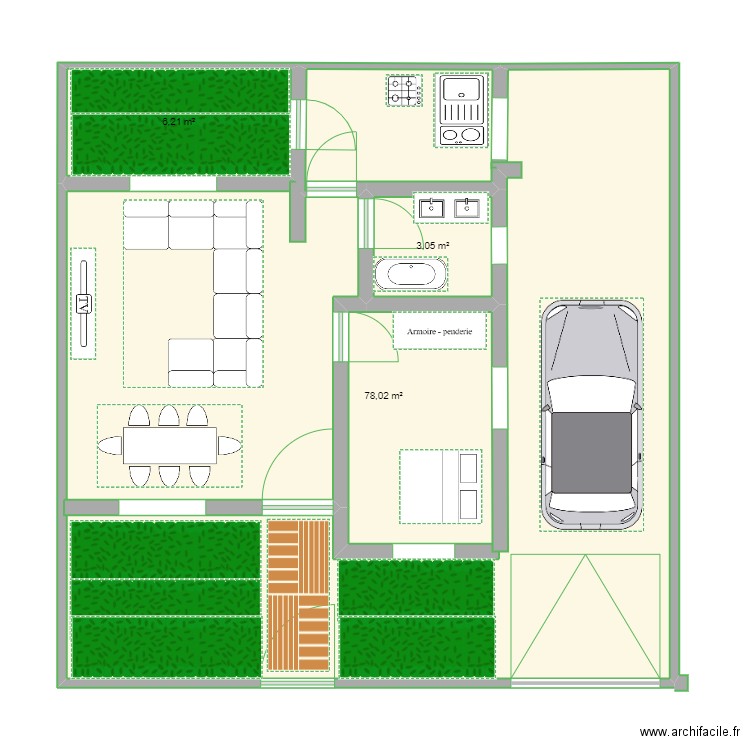 hawaria. Plan de 3 pièces et 97 m2