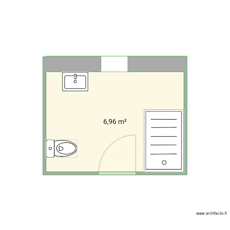 SDB. Plan de 1 pièce et 7 m2