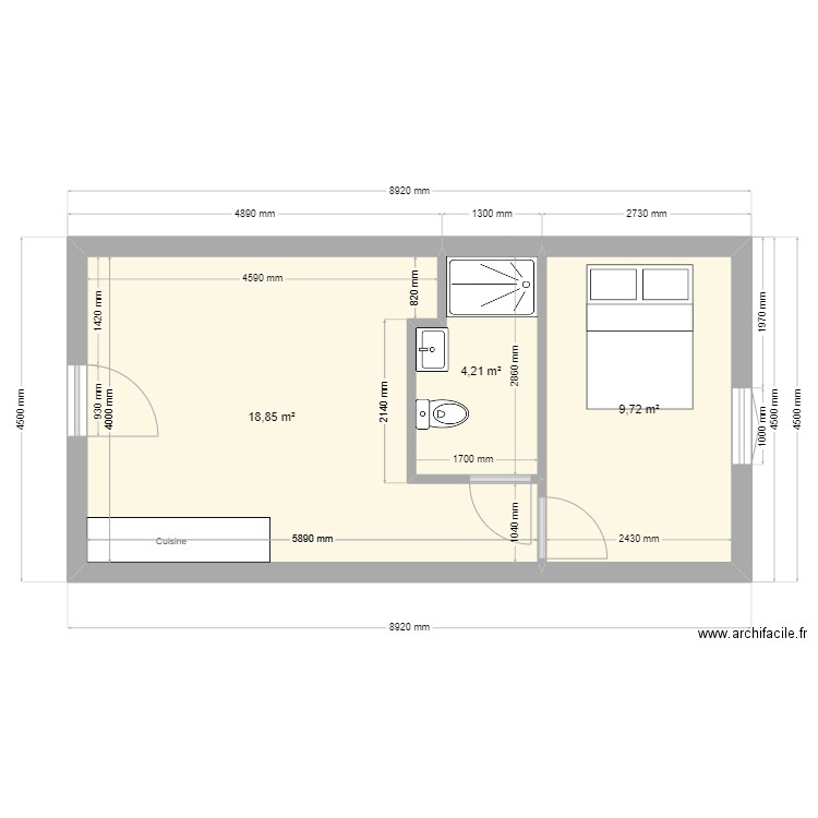 Lacretelle - Lot 1 . Plan de 3 pièces et 33 m2