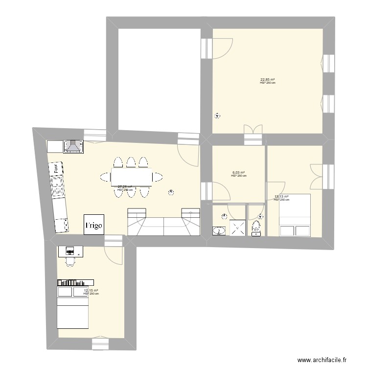 Maison Cabrières. Plan de 11 pièces et 162 m2