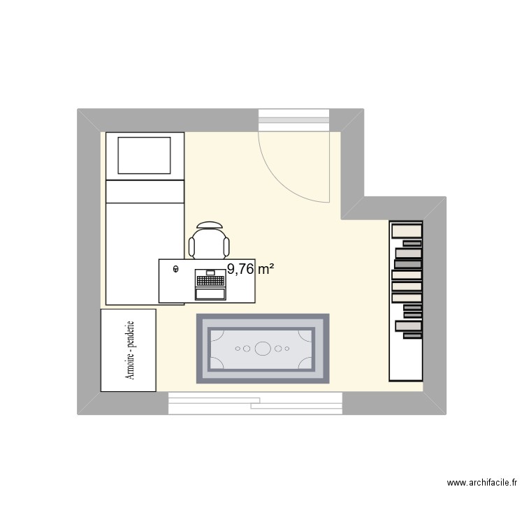 CHAMBRE WILLIAM BIS. Plan de 1 pièce et 10 m2