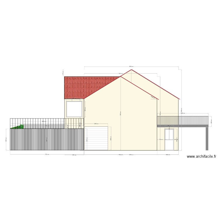 Façade sud. Plan de 0 pièce et 0 m2