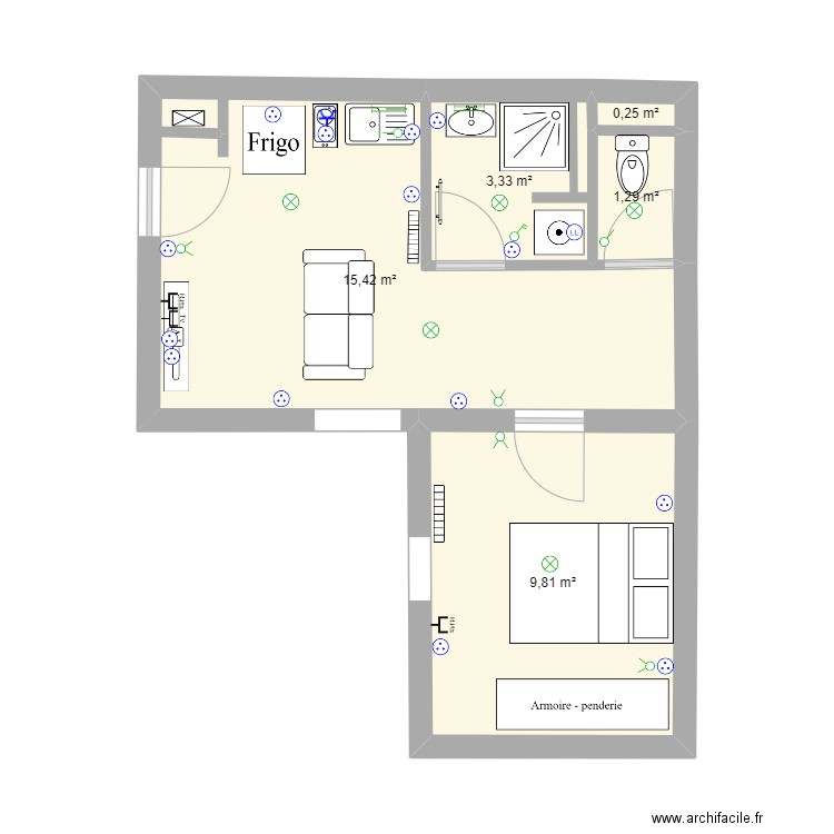 montoban. Plan de 5 pièces et 30 m2