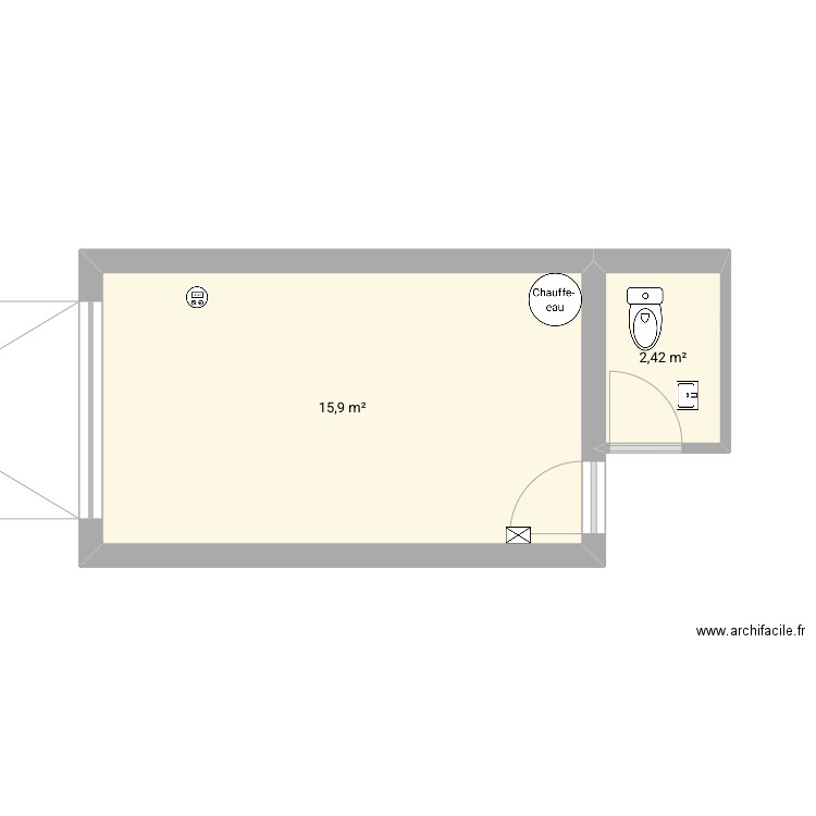 garage to office. Plan de 2 pièces et 18 m2