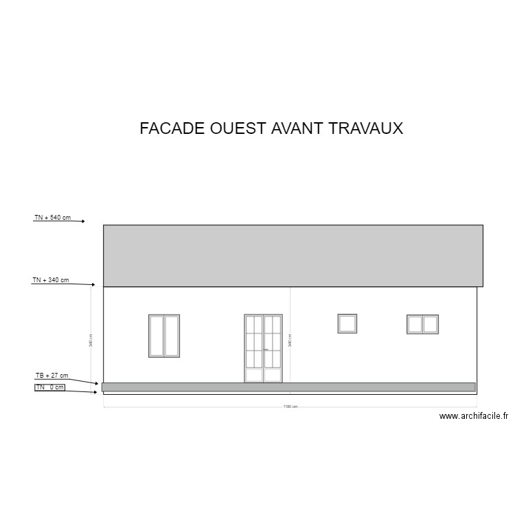 plan façade  OUEST. Plan de 0 pièce et 0 m2