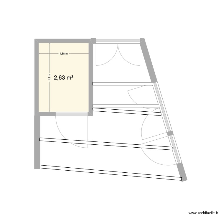 ISOLATION SDB. Plan de 1 pièce et 3 m2