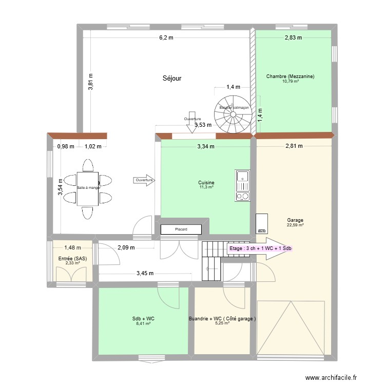 Maison_Rénov. Plan de 6 pièces et 61 m2