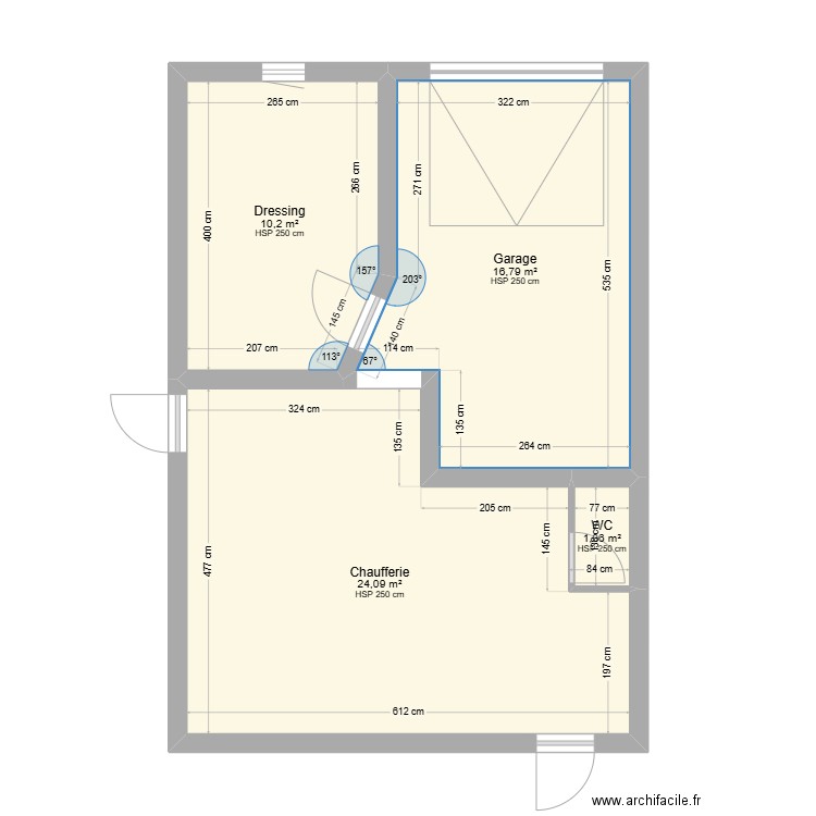 PLAN ROURE SOUS SOL. Plan de 4 pièces et 52 m2