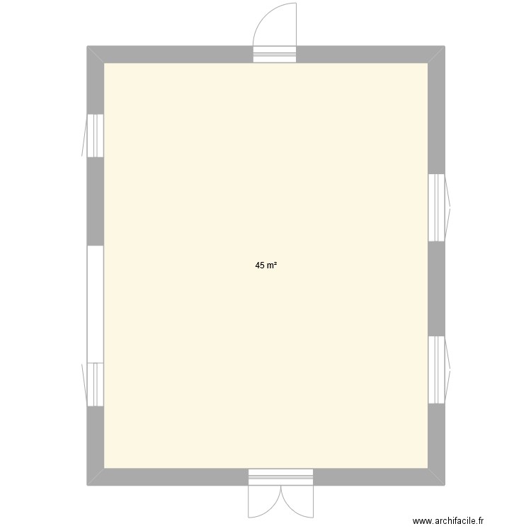 atelier. Plan de 1 pièce et 45 m2