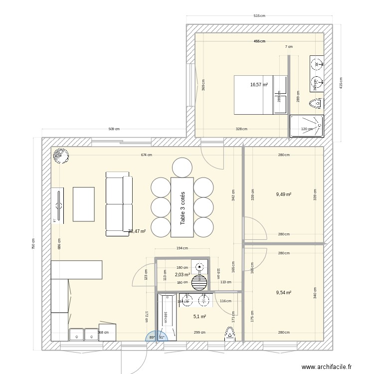 Maison Taillan. Plan de 6 pièces et 81 m2