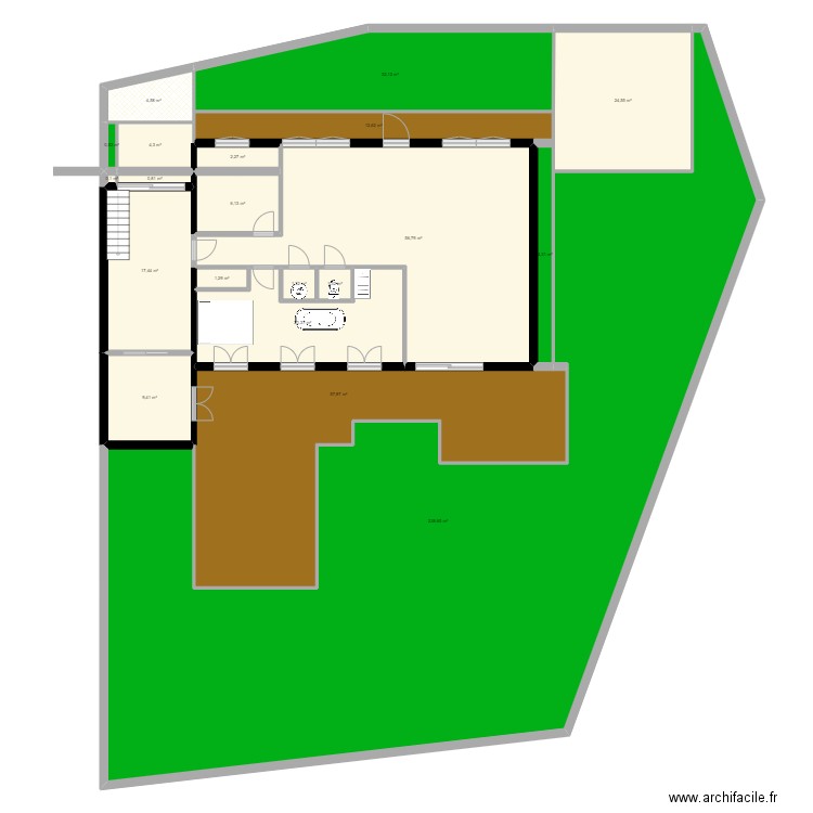 Maison Montullé. Plan de 20 pièces et 497 m2