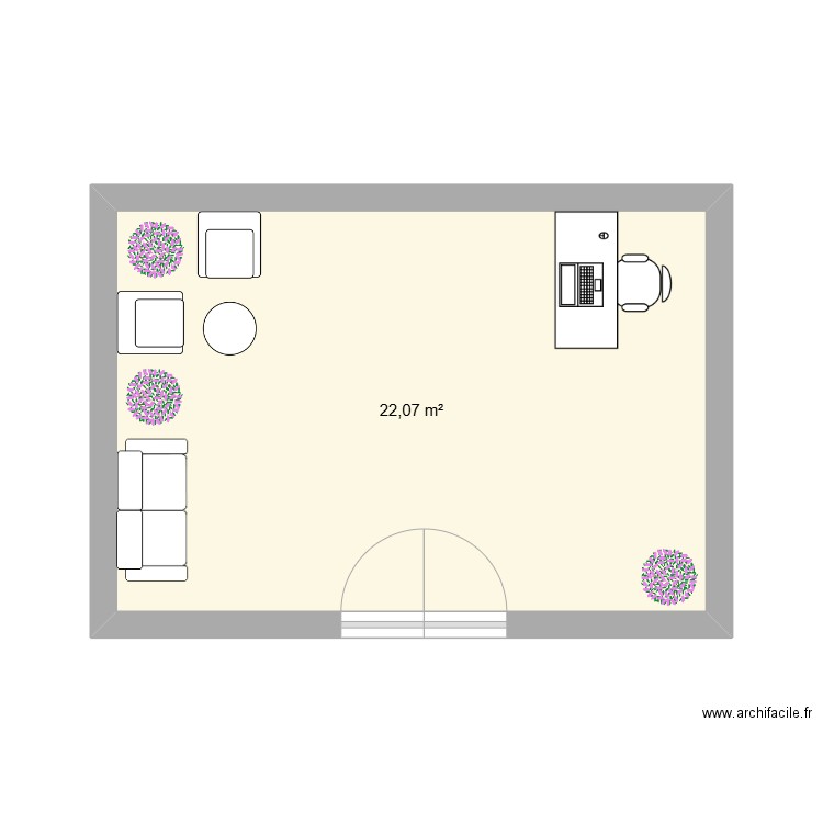 Plans entrée d'accueils entreprise Léa Elmaleh . Plan de 1 pièce et 22 m2