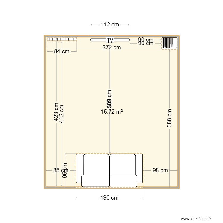 Ciboure meuble TV. Plan de 1 pièce et 16 m2