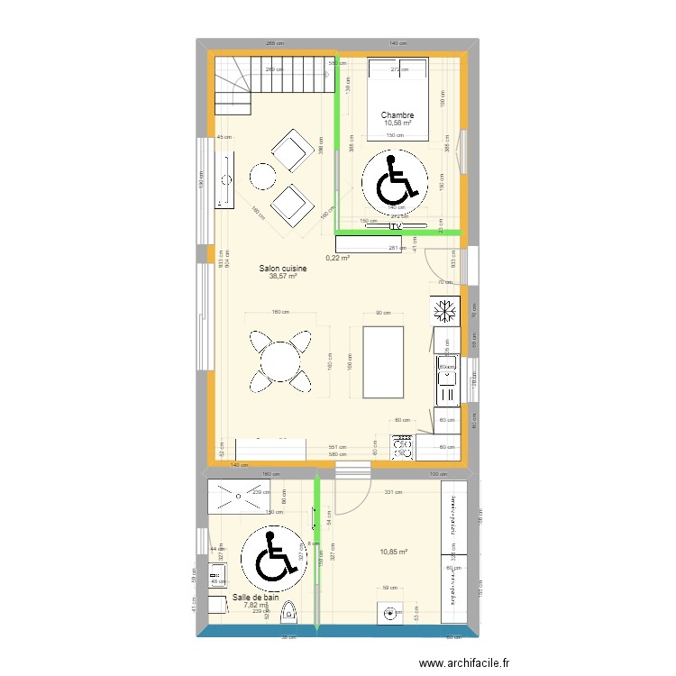 cabaret. Plan de 5 pièces et 122 m2