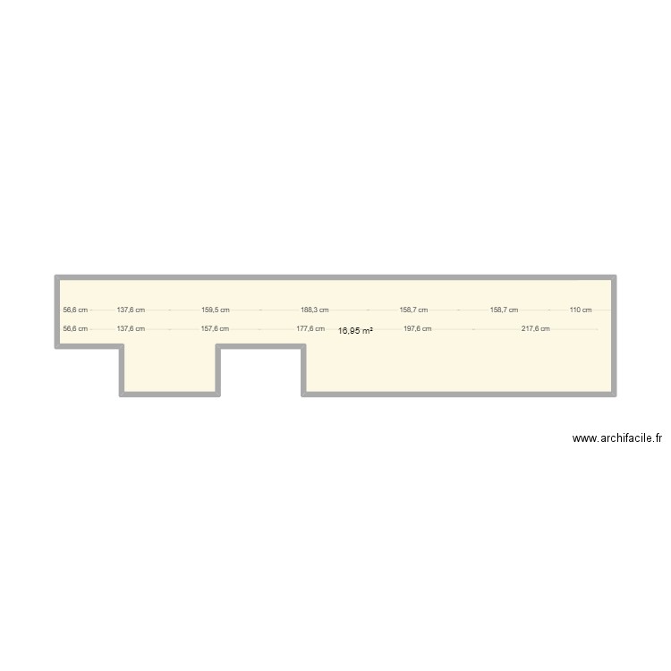 Couloir. Plan de 1 pièce et 17 m2