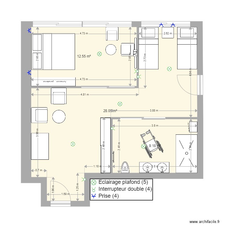 Chambre Hotel - Plan Dessiné Par Elecomte