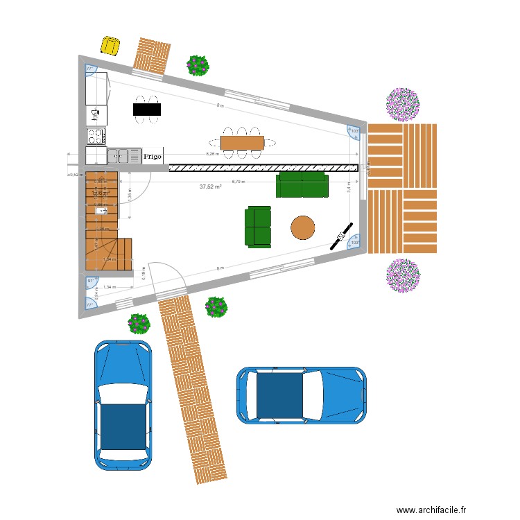 plan maison angle. Plan de 0 pièce et 0 m2