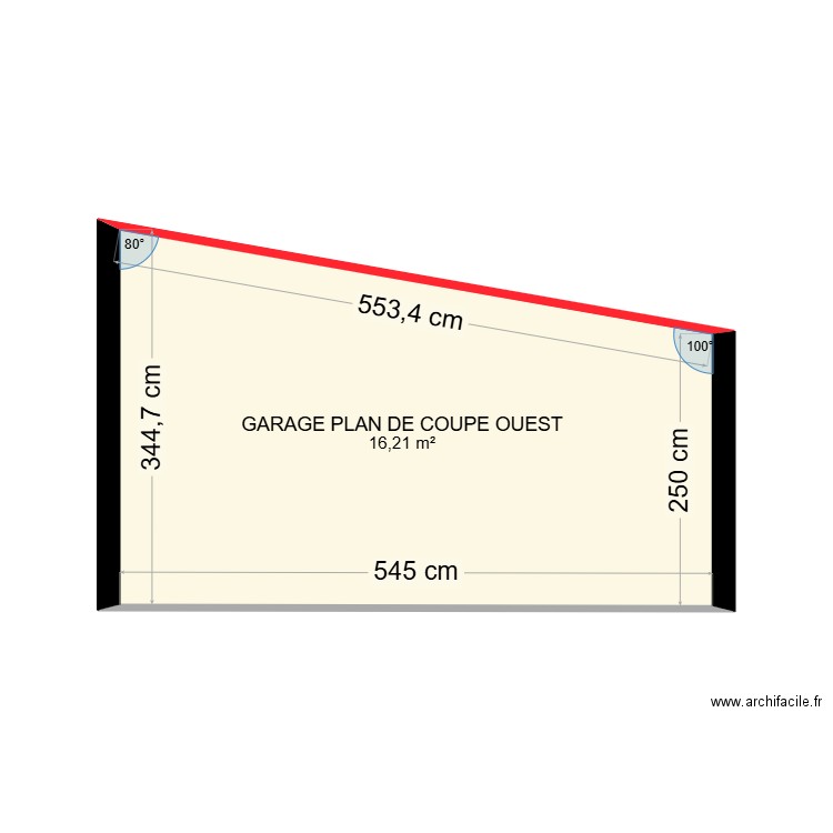 plan coupe garage ouest. Plan de 1 pièce et 16 m2