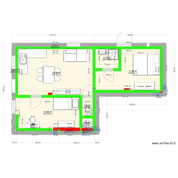 Plan RDC aménagement 1 - métrage. Plan de 0 pièce et 0 m2