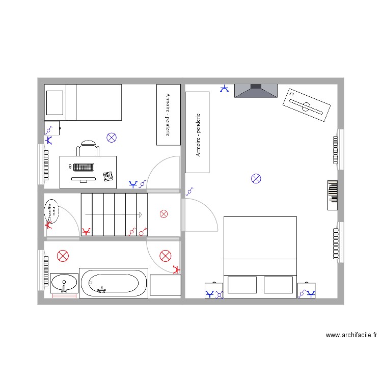 Etage Meublé Electrique 1 Baignoire. Plan de 0 pièce et 0 m2