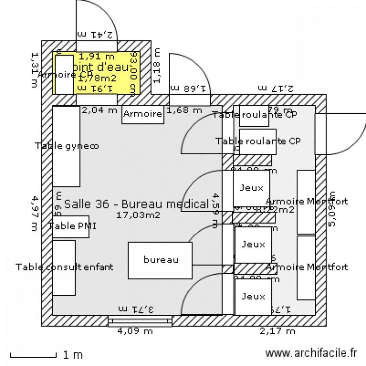 Salle 36 - espace medicosocial. Plan de 0 pièce et 0 m2