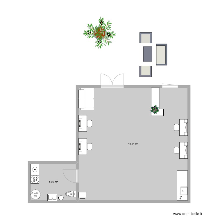 SALON LISBETH. Plan de 2 pièces et 51 m2